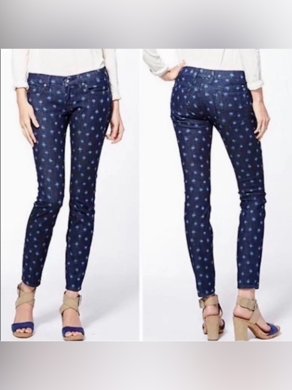 Lucky Brand Charlie Skinny Polka Dot Blue Jeans